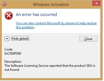 windows error activating activation techyv message